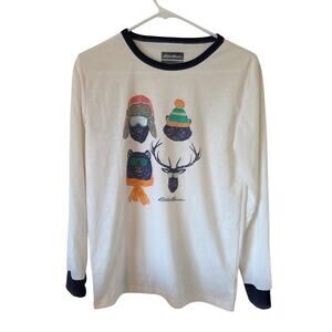 Eddie Bauer Youth Boys Winter Animals Ski Long Sleeve Shirt Size Large